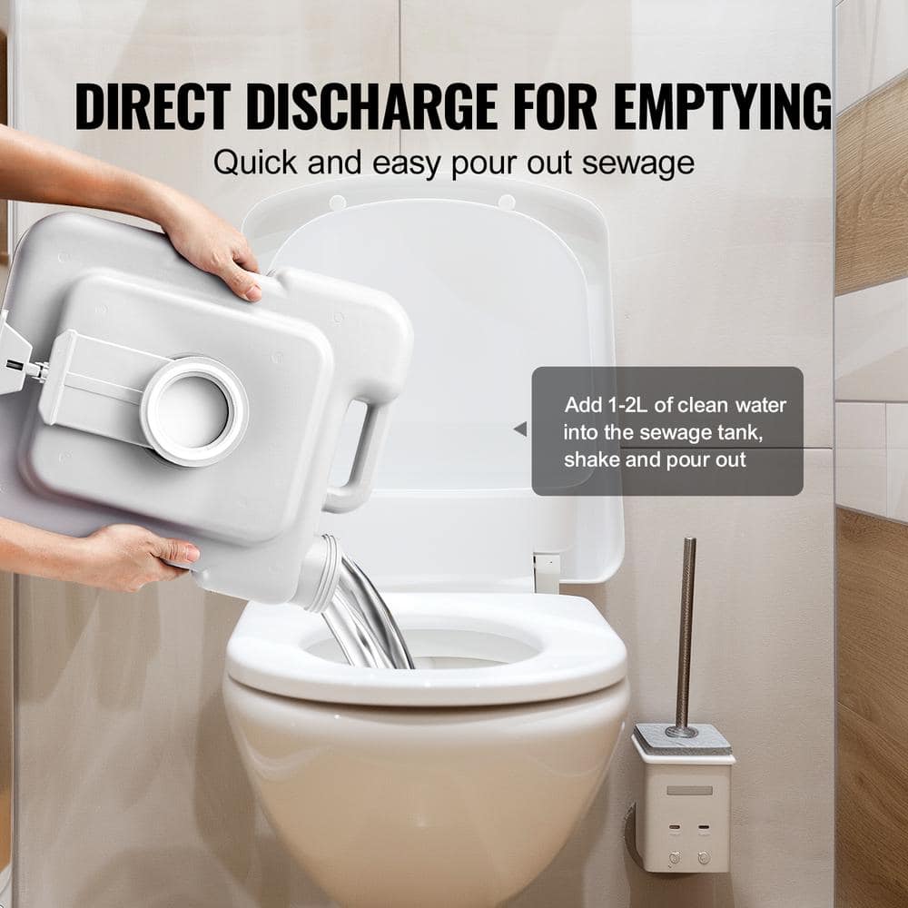 Gray Plastic Freestanding Portable Camping Toilet with 3.2 Gallon Tanks