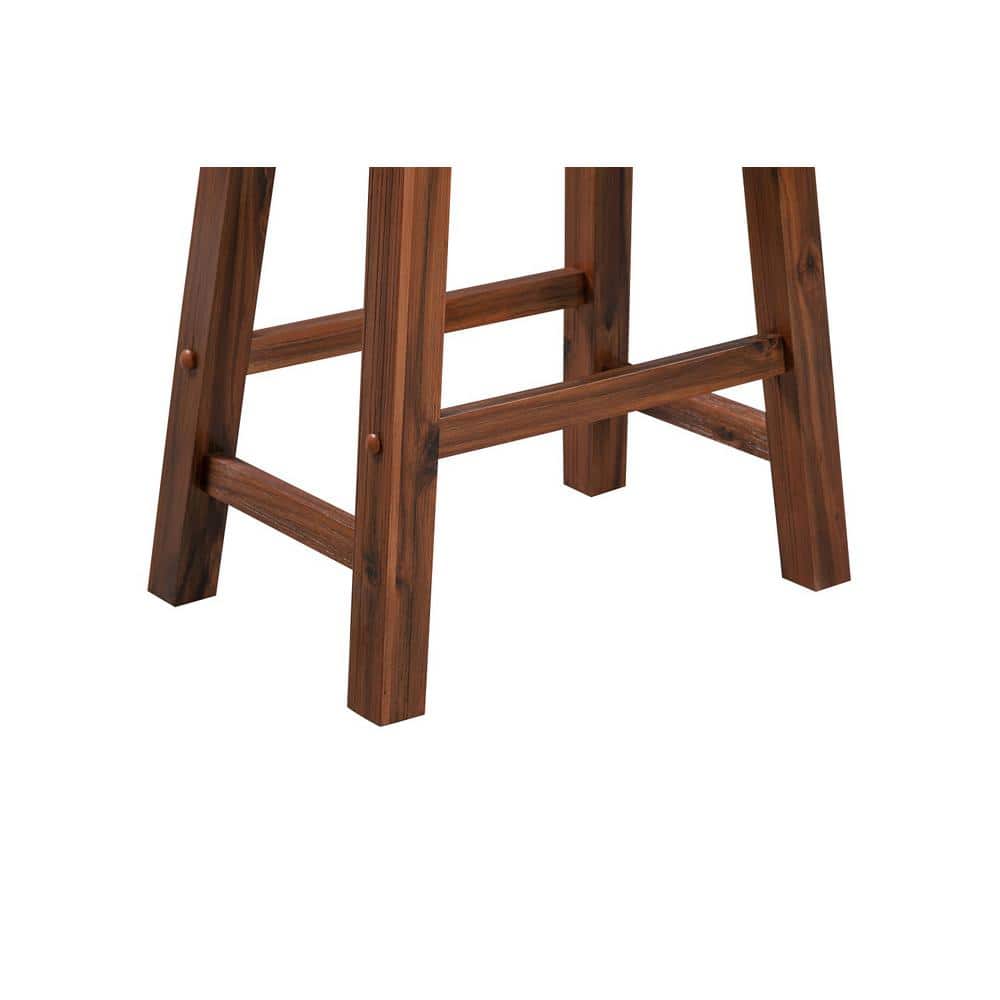 Eco-Friendly Rubberwood 24" Saddle Stool in Chestnut Wire-Brush