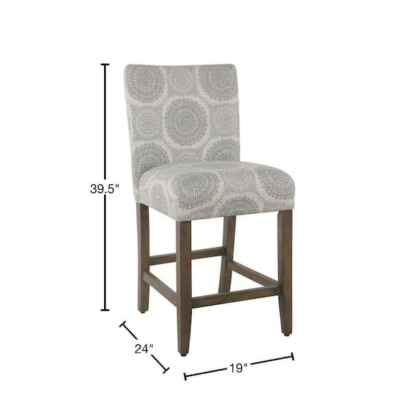 Homepop Parsons Gray Medallion Upholstery 24 in. Counter Height