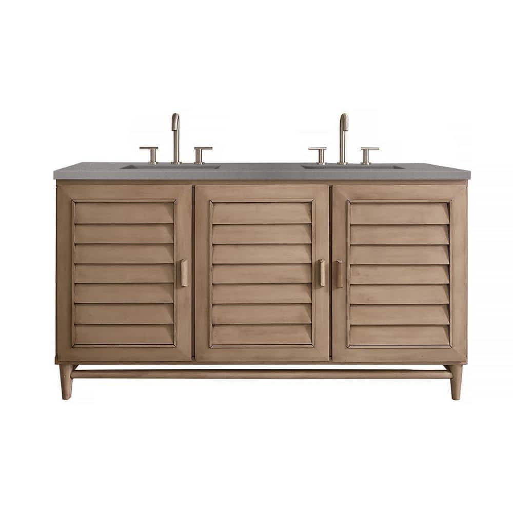 Portland 60 in. W x 23.5 in.D x 34.3 in.H Double Bath Vanity in Whitewashed