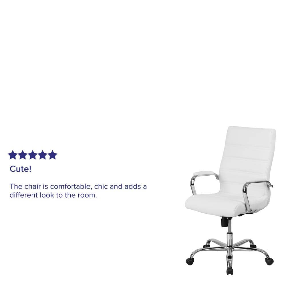 White Leather High-Back Ergonomic Executive Swivel Chair