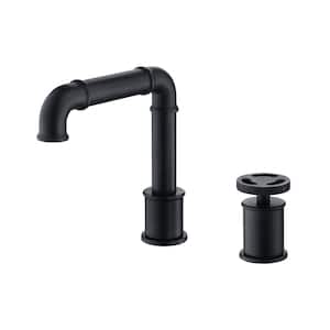 Single-Handle 2-Hole Bathroom Faucet with Swivel Spout Modern Brass Bathroom Sink Taps in Matte Black