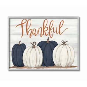 "Autumn Farm Pumpkin Harvest with Thankful Phrase" by Sarah Baker Framed Country Wall Art Print 11 in. x 14 in.