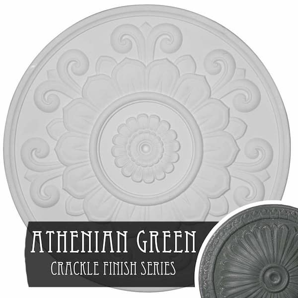 Ekena Millwork 32-5/8" x 1-1/8" Leslie Urethane Ceiling Medallion, Athenian Green Crackle