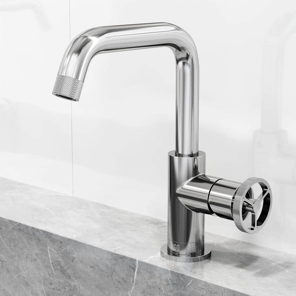 Cass Aerodynamic Wheel Handle Chrome Bathroom Faucet