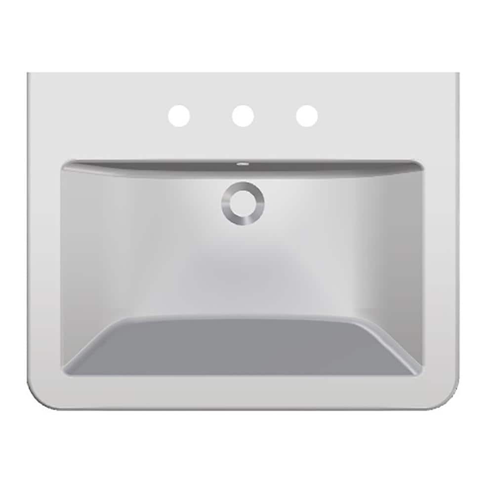 Glacier Bay Fiona 7.28 in. Pedestal Sink Basin in White Fine Fireclay