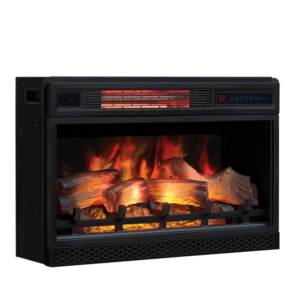 Black 26-Inch Electric Fireplace Insert with 3D Flame Effect
