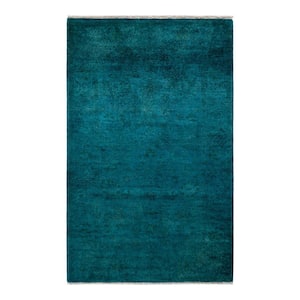 Fine Vibrance Blue 3 ft. x 5 ft. Solid Wool Indoor Area Rug