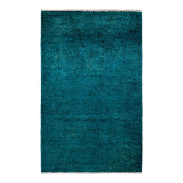 Fine Vibrance Blue 3 ft. x 5 ft. Solid Wool Indoor Area Rug