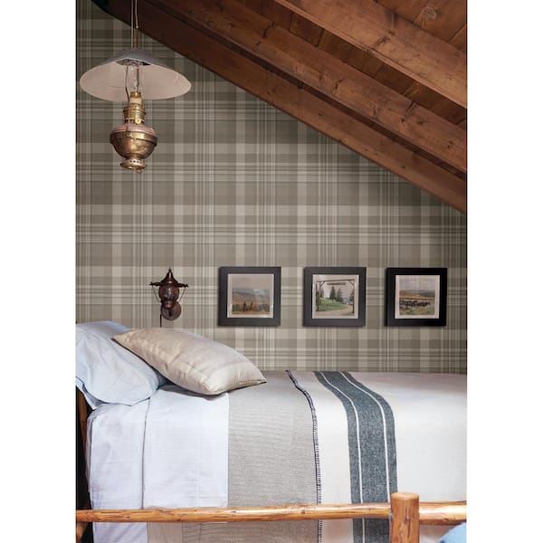 20.50 in. W x 396 in. L Light Brown Dutton Plaid Wallpaper