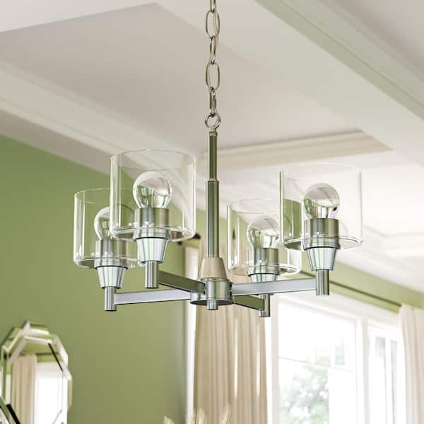 Hampton Bay Nelwyn 25 in. 4-Light Vintage Brass Chandelier with Clear Glass  Globe Shades 1051HBVBDI - The Home Depot