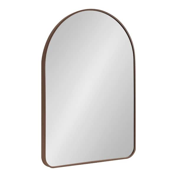 Kate and Laurel Zayda 19.68 in. W x 27.51 in. H Walnut Brown Arch Mid-Century Framed Decorative Wall Mirror