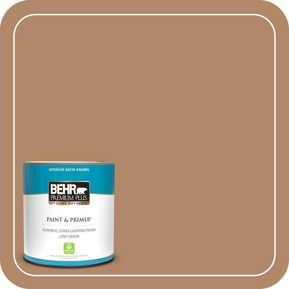 BEHR PREMIUM PLUS 1 qt. #MQ2-02 Syrup Satin Enamel Low Odor Interior ...