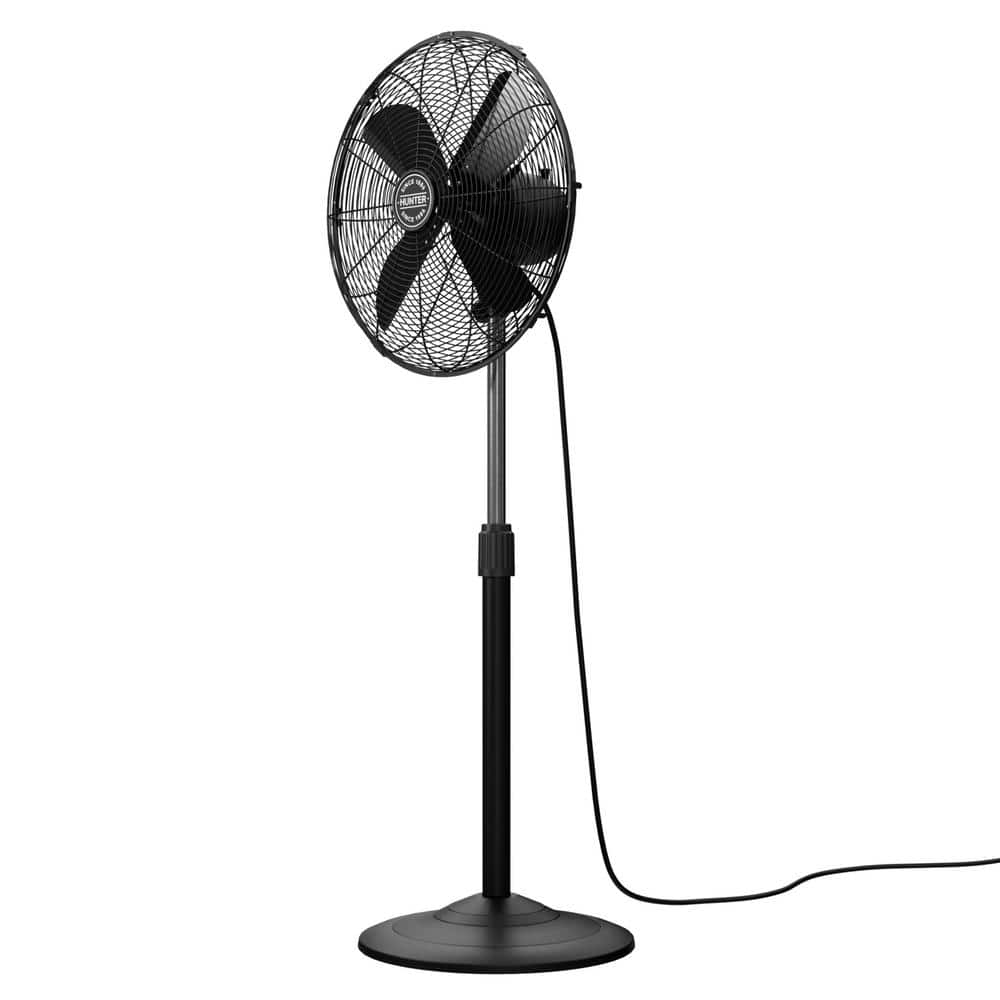 Hunter Matte Black 48" Oscillating Pedestal Fan with Adjustable Height