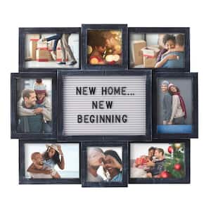 19 in. W. x 17 in. Customizable Letterboard 8-Opening Collage, Picture Frame, Distressed Black