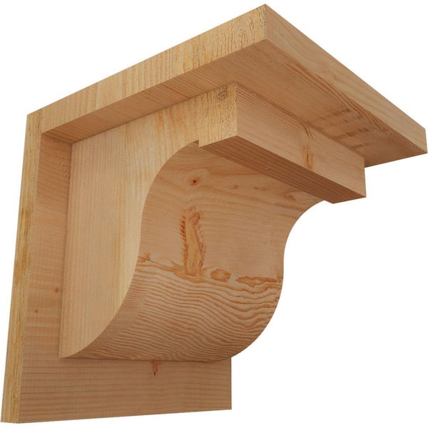 Ekena Millwork 8 in. x 8 in. x 8 in. Douglas Fir Del Monte Rough Sawn Corbel with Backplate