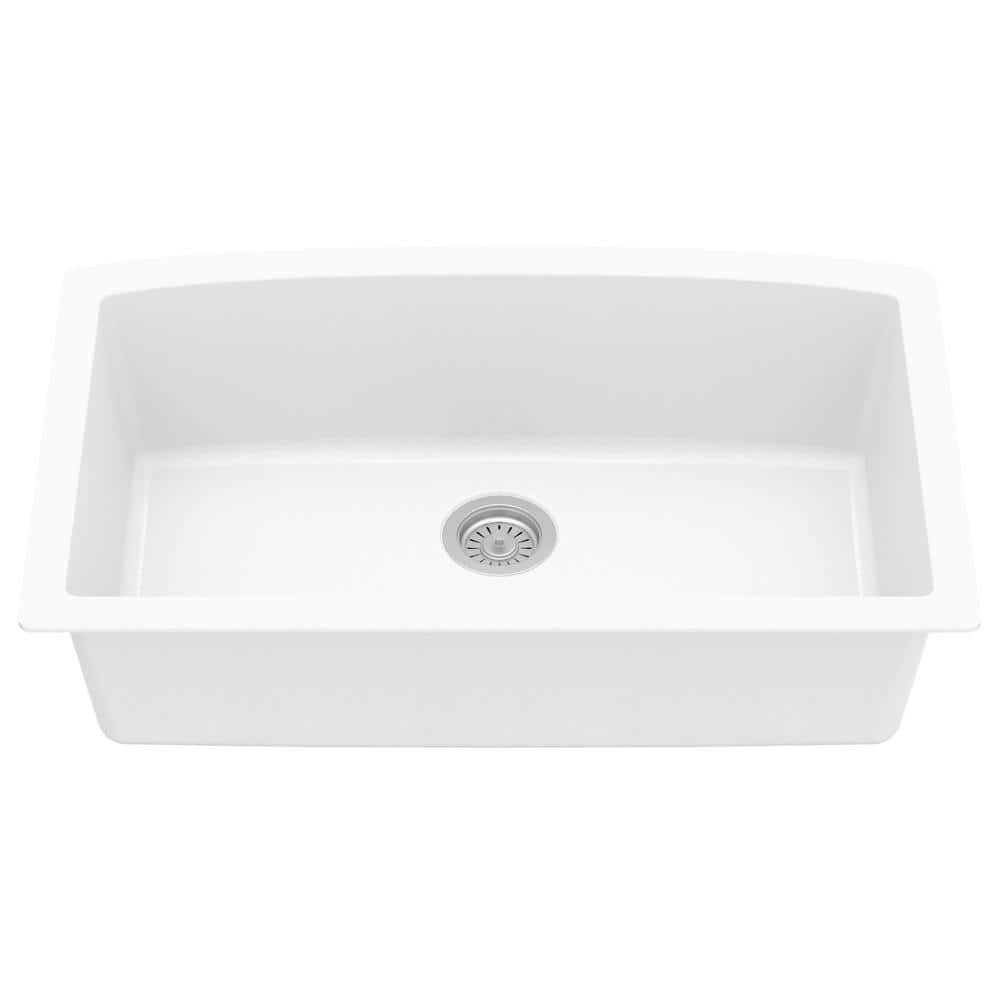 White Quartz Composite Undermount Single Bowl Kitchen Sink
