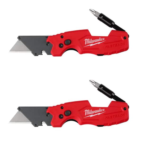 FASTBACK 6-in-1 Folding Utility Knives with General Purpose Blade (2-Pack)