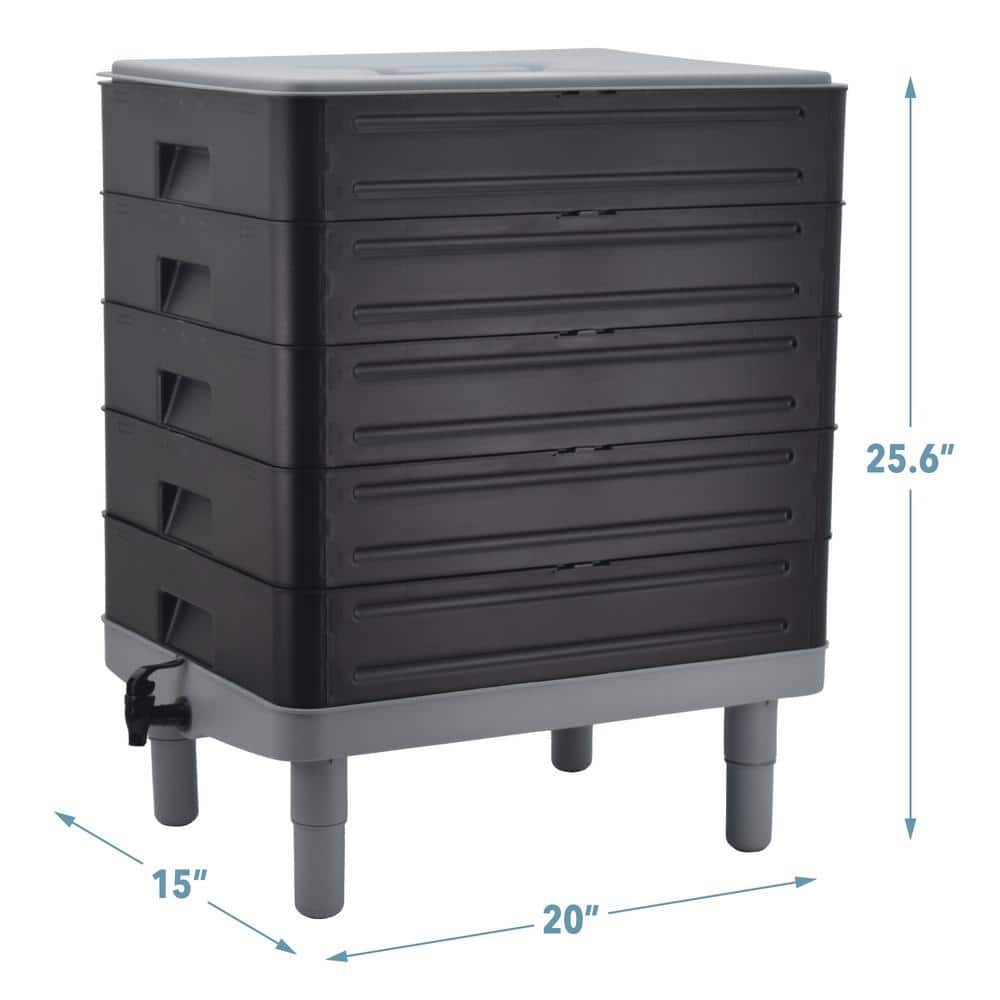 Landon Black 5-Tray Worm Composting Bin Starter Kit