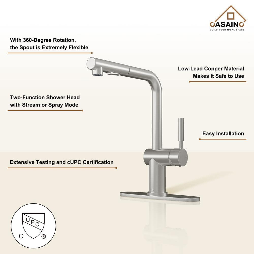 Brushed Nickel Single-Handle Pull-Out Spray Kitchen Faucet