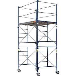 Saferstack 2-Level Frame Rolling Scaffold Tower Set Including Cross Braces, Platforms and Guardrail System