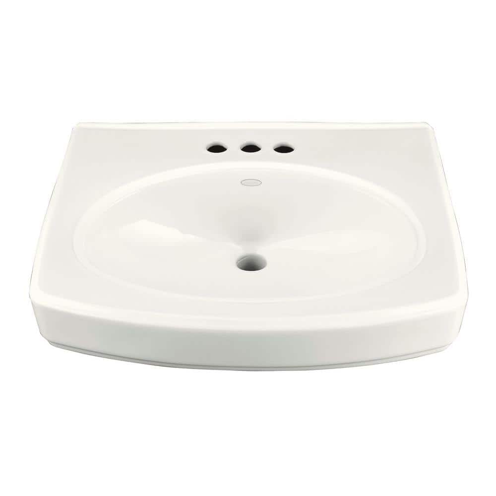 Pinoir 4 in. Vitreous China Pedestal Sink Basin in White with Overflow Drai