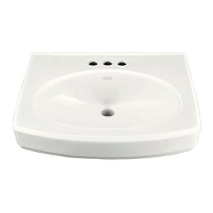 Pinoir 4 in. Vitreous China Pedestal Sink Basin in White with Overflow Drain