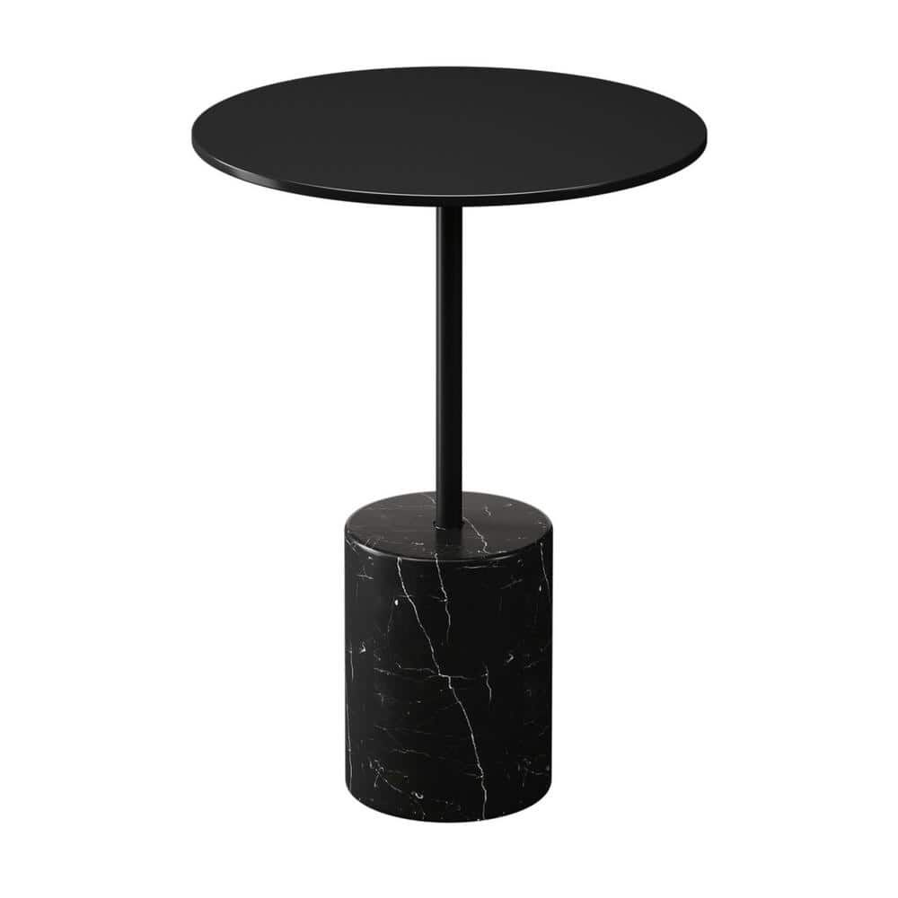 HomeRoots 12.6 in. Round Black Steel End Table 2000520840 - The Home Depot