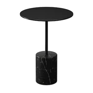 12.6 in. Round Black Steel End Table