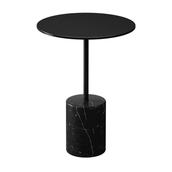 HomeRoots 12.6 in. Round Black Steel End Table 2000520840 - The Home Depot