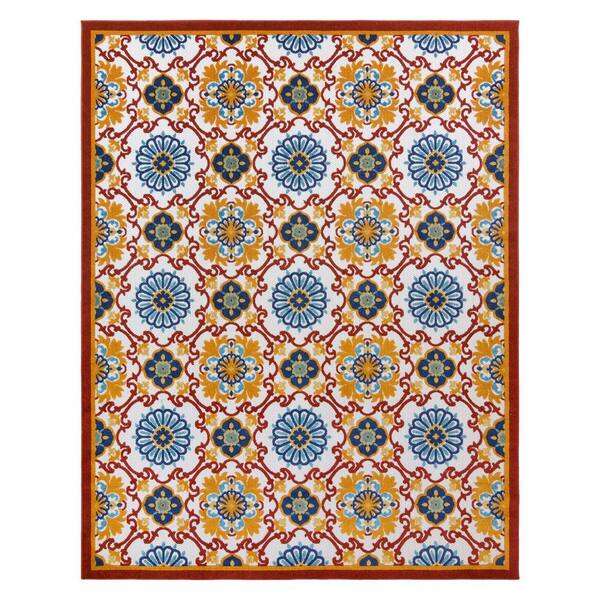 Gertmenian Fosel Chora Red 8 ft. x 10 ft. Trellis Indoor/Outdoor Area Rug