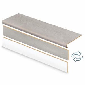 Champagne Beach Wood 47 in. L x 12.15 in. W x 2.28 in. T Vinyl Stair Tread and Reversible Riser Kit