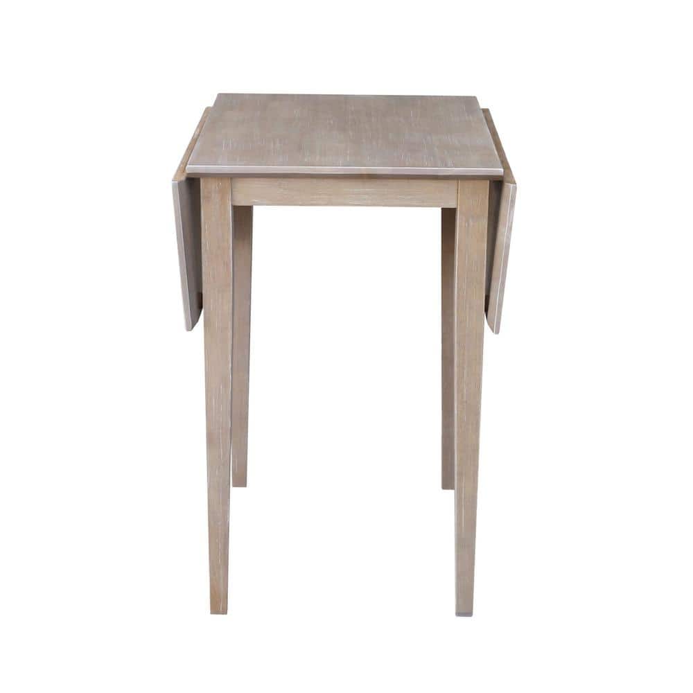 Elegant Washed Gray Taupe Solid Wood Extendable Dropleaf Dining Table