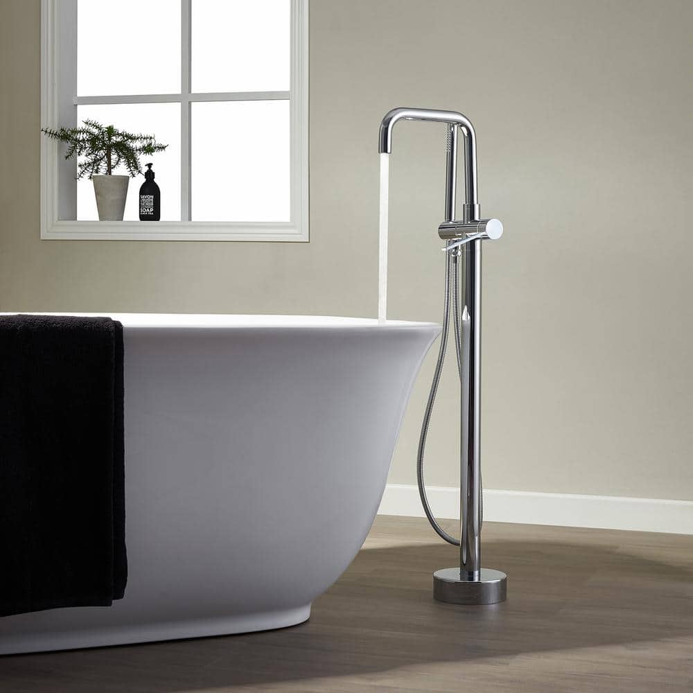 Nickel Freestanding Tub Faucet with Hand Shower