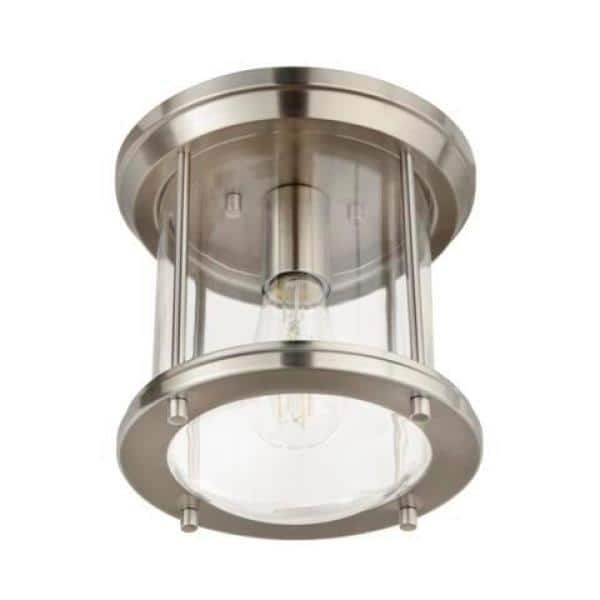 Brushed Nickel and Glass Cylinder Flush Mount Light