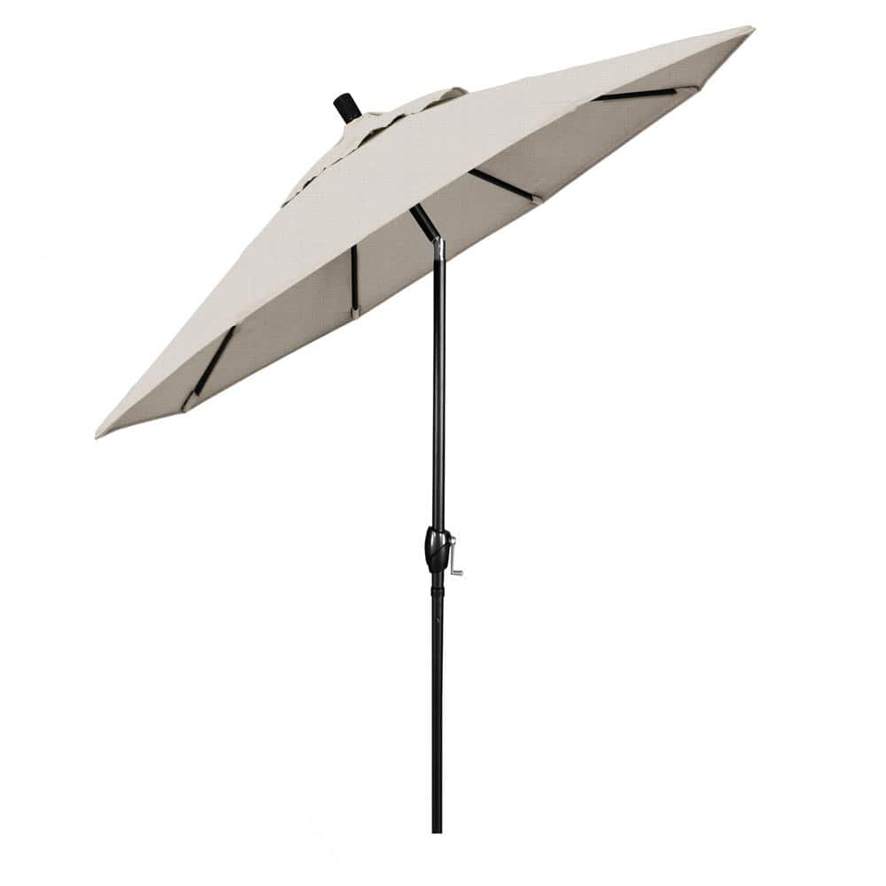 9-Foot Beige Olefin Patio Umbrella with Black Aluminum Pole