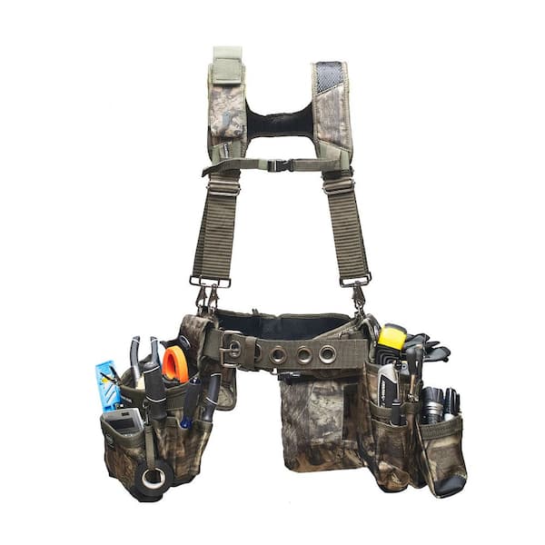 BUCKET BOSS 3-Bag Suspension Rig Work Tool Belt with Suspenders in