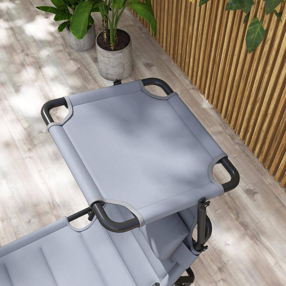 Gray Adjustable Outdoor Chaise Lounge Chairs with Cushions and Sunshade