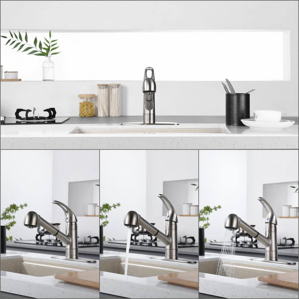 Stainless Steel Single Handle Pull-Out Kitchen Faucet