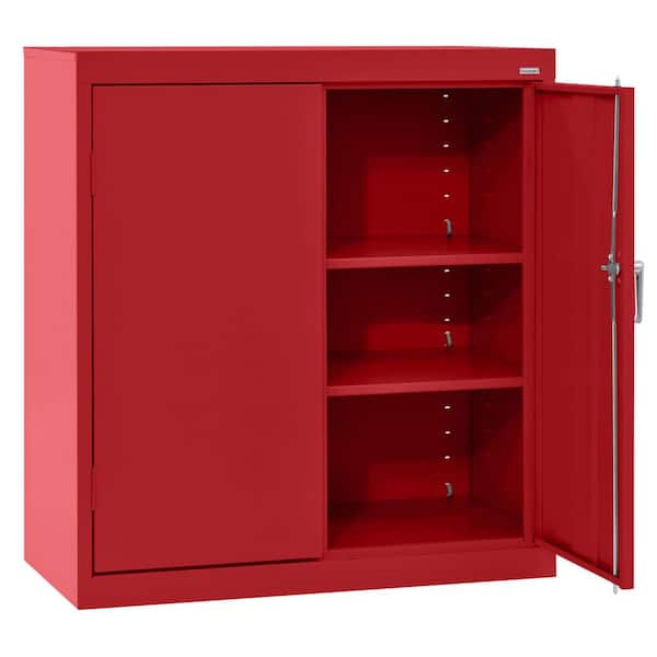 Classic Series Steel Counter Height Freestanding Cabinet in Red (36 in. W x 36 in. H x 18 in. D)