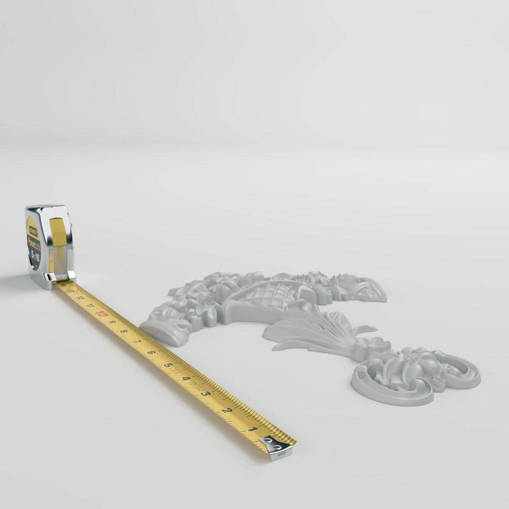 White Polyurethane Floral Scroll Onlay 12'' x 9''