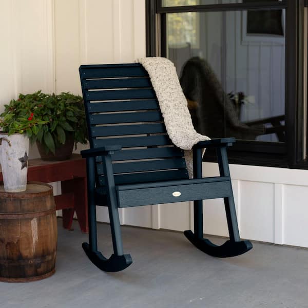 Highwood Weatherly Federal Blue Recycled Plastic Outdoor Rocking Chair