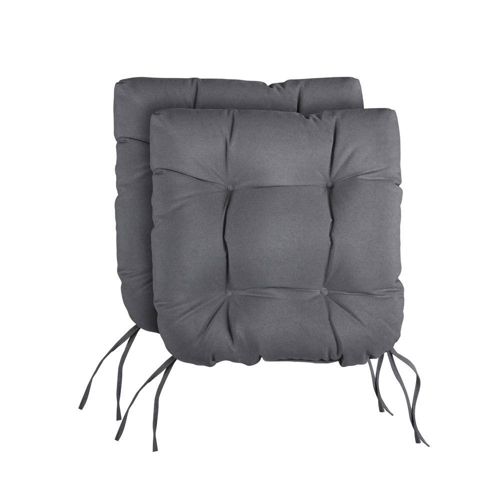 Charcoal Gray U-Shaped Tufted Indoor/Outdoor Seat Cushions (Set of 2)