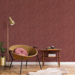 TexStyle Collection Terracotta Red Bronze Effect Horizontal Stripe Satin Finish Non-Pasted on Non-Woven Wallpaper Roll