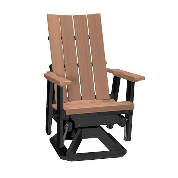 American Furniture Classics Brandon Series Black High Density Polyethylene Swivel Outdoor Rocking Chair (Set of 1)