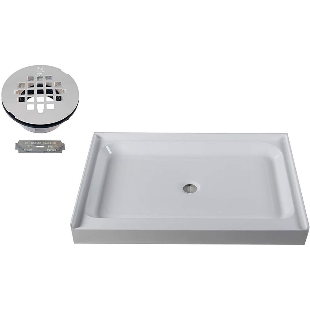 48 in. x 36 in. Single Threshold Alcove Shower Pan Base with Center Brass Drain in Polished Chrome price history on PriceWatchPro