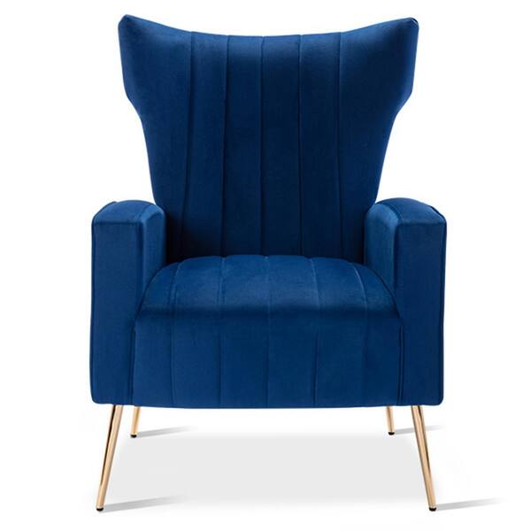 Blue Velvet Arm Chair With Gold Legs Yj, Blue Velvet Chairs With Gold Legs