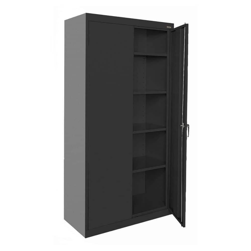 Black Freestanding Lockable Office Cabinet with Adjustable Shelving
