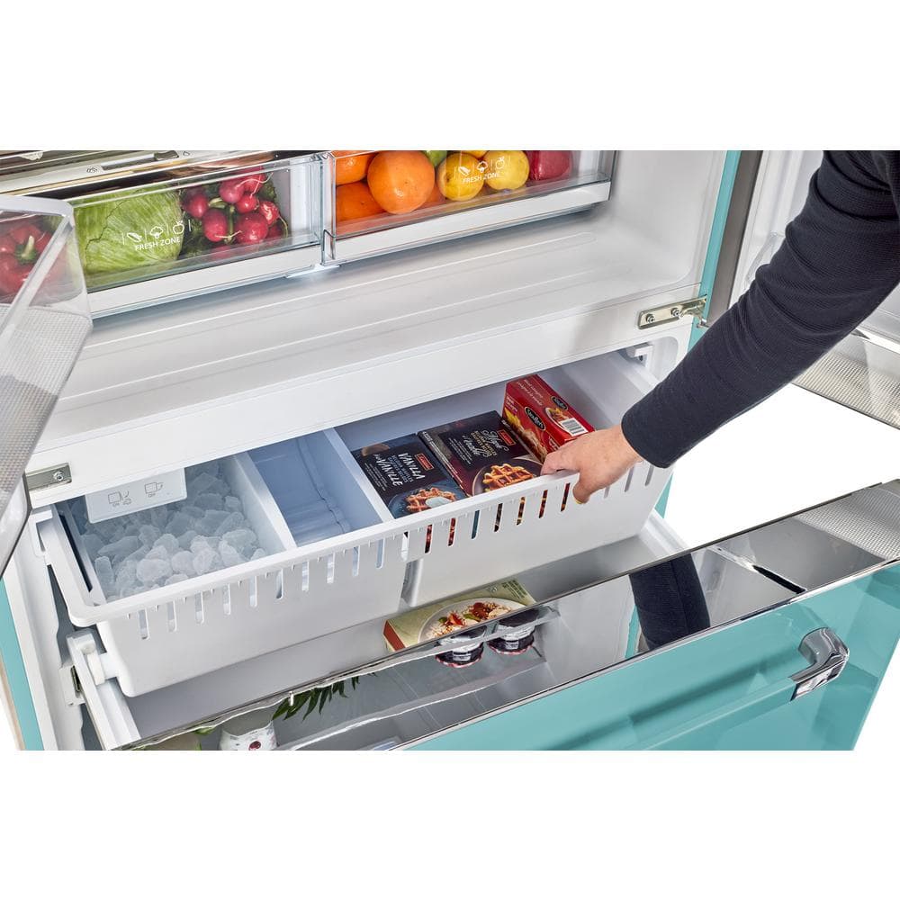Ocean Mist Turquoise French Door Refrigerator with Ice Maker