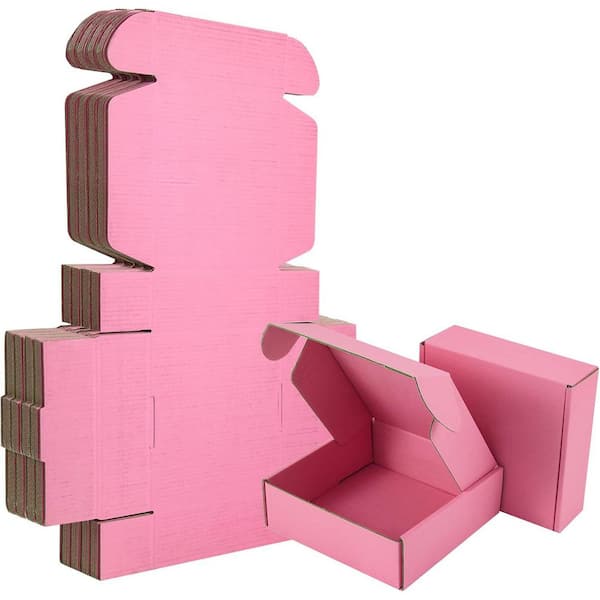 Unbranded 2.48 lb. 4x4x2 inches Corrugated Cardboard Small Shipping Boxes Pink 25 Pack for Packaging Mailing Gifts